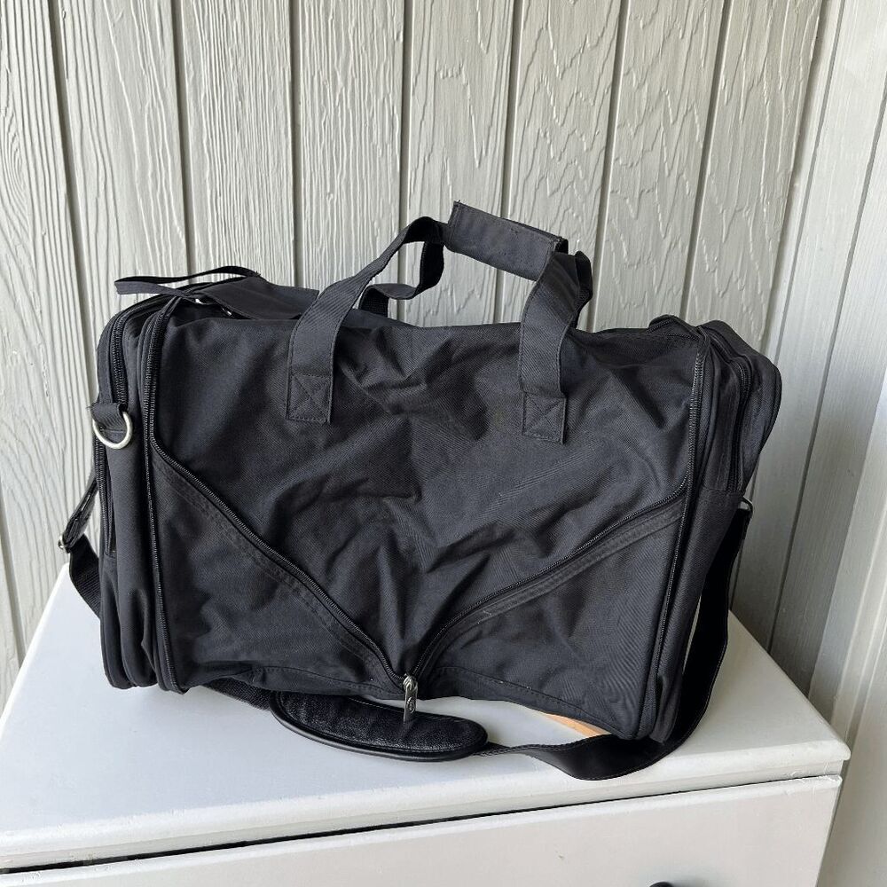 Land Rover Black Collapsible Duffel Tote Travel Bag with Shoulder Strap - Picture 8 of 11